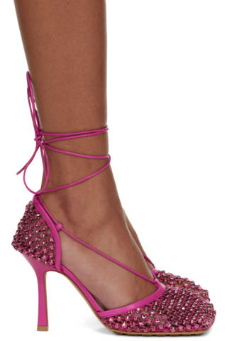Pink Stretch Web Heels