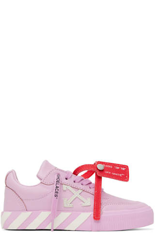 Kids White Vulcanized Leather Sneakers