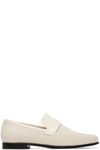 White 'The Croco Oval' Loafers
