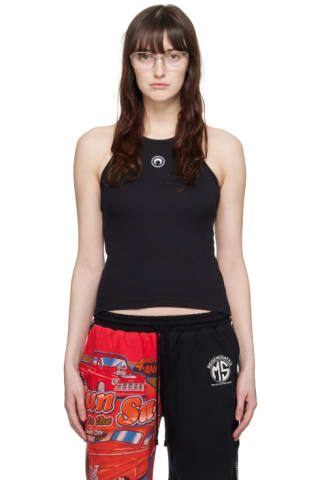 White Moon Logo Ribbed Jersey Tank Top