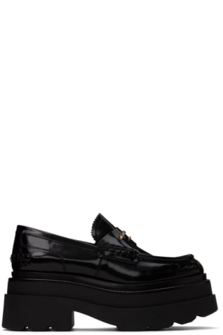 Black Carter Mid-Heel Lug Loafers