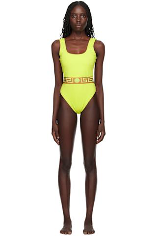Brown & Black Greca Border One-Piece Swimsuit