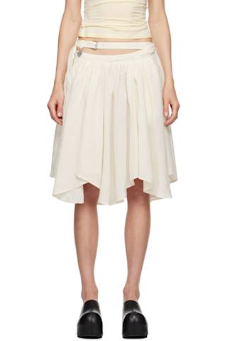 Beige Twill Midi Skirt