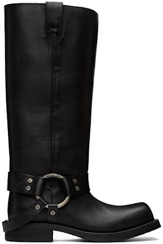 Taupe Leather Buckle Tall Boots