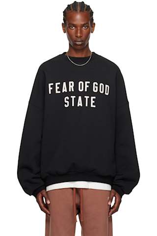 Black 90s Fit Fleece Crewneck Sweatshirt