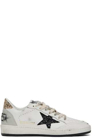 White & Pink Ball Star Sneakers