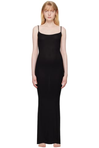 Green Cotton Rib Long Cami Maxi Dress