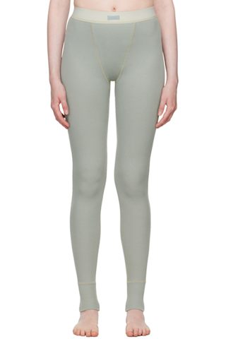 Gray Cotton Rib Leggings