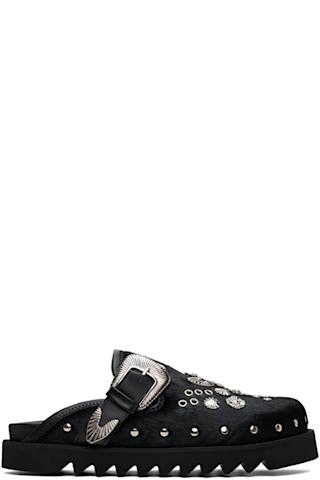 SSENSE Exclusive Black & Navy Eyelet Metal Sabot Loafers