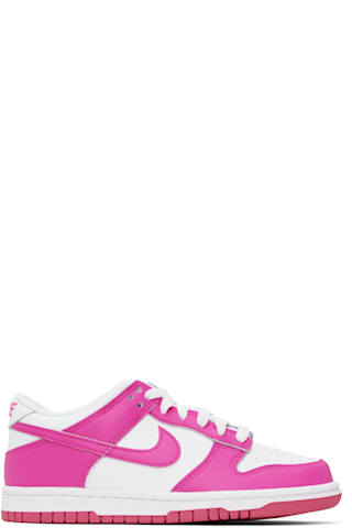 Big Kids White & Burgundy Dunk Low Sneakers