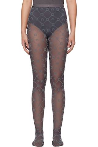 Brown Moon Printed Mesh Tights