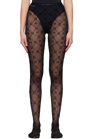 Black Moonogram Tights