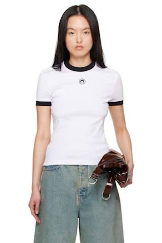 White Moon Logo Jersey Cropped T-shirt