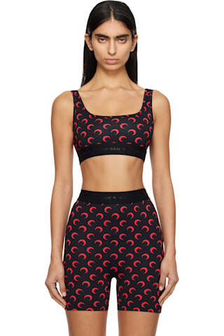 White Moon Printed Jersey Sport Bra