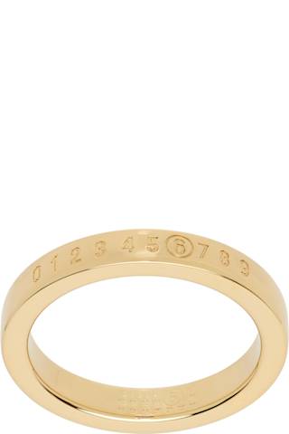 Gold Triple Logo Numeric Signature Ring