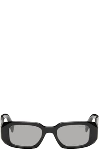 Black Rectangle Acetate With Script Logo Sunglasses