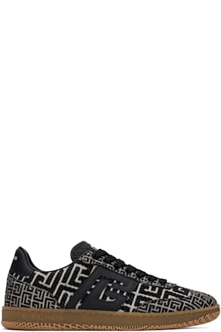 Black 'Balmain' Swan Suede & Leather Sneakers