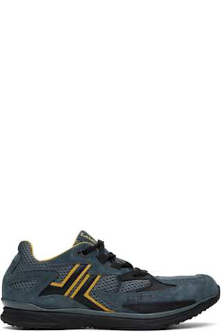 Blue Curb Denim-Effect Leather Sneakers