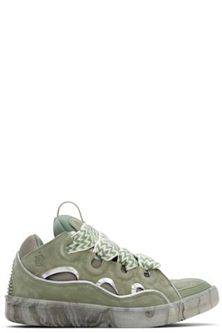 White Leather Curb Glitter Effect Sneakers