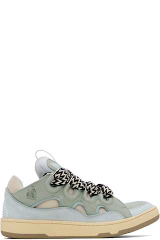 Black Leather Curb Sneakers