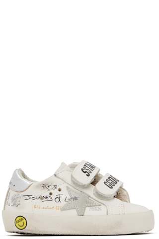 Baby White Ball Star Strap Sneakers