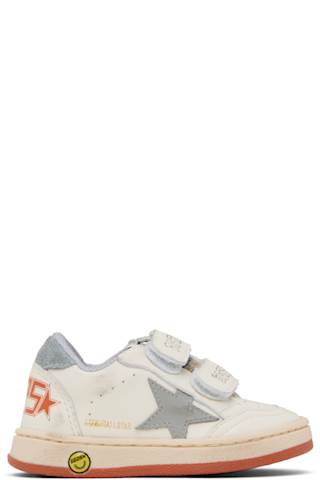Baby White Ball Star Strap Sneakers