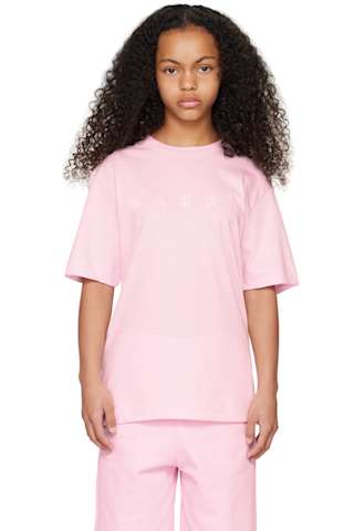 Kids Pink Printed-Logo T-Shirt