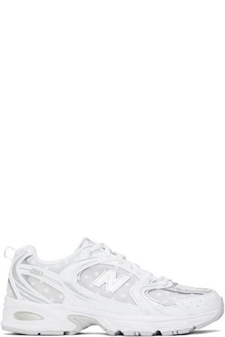 White & Silver 740 Sneakers