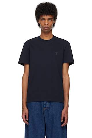 Black Cotton Tonal Ami de Coeur T-shirt