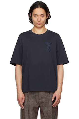 Black Cotton Tonal Ami de Coeur T-shirt
