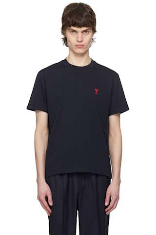 Black Cotton Tonal Ami de Coeur T-shirt