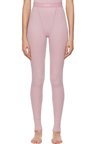 Gray Cotton Rib Leggings