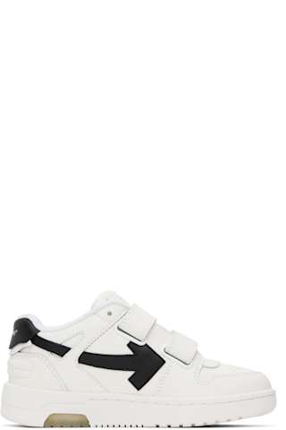 Kids White Vulcanized Leather Sneakers
