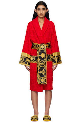 Black 'I Heart Baroque' Bathrobe