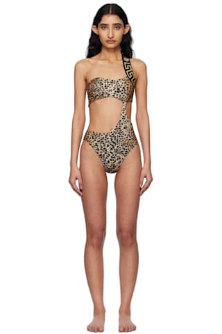 Black Greca Border One-Piece Swimsuit