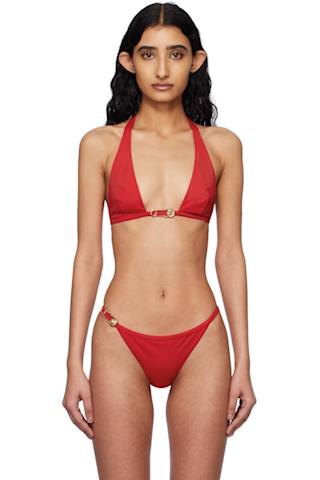 Brown Safety Pin Bikini Top