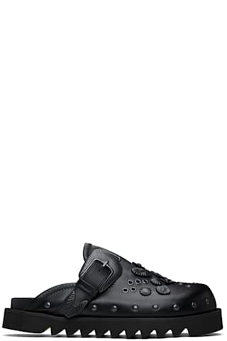 SSENSE Exclusive Black & Navy Eyelet Metal Sabot Loafers