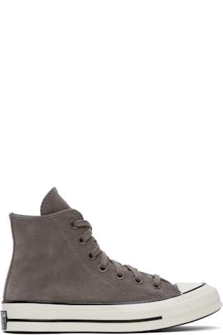 Gray Chuck 70 Heritage Leather High Top Sneakers