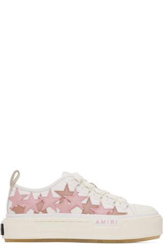White & Black Stars Court Low Sneakers