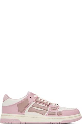Pink & White Bandana Denim Skel Top Low Sneakers