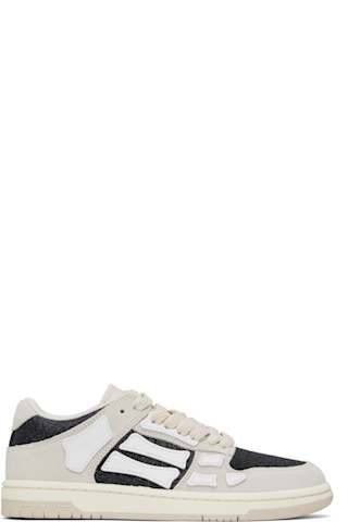 Beige & Red Varsity Skel-Top Low Sneakers