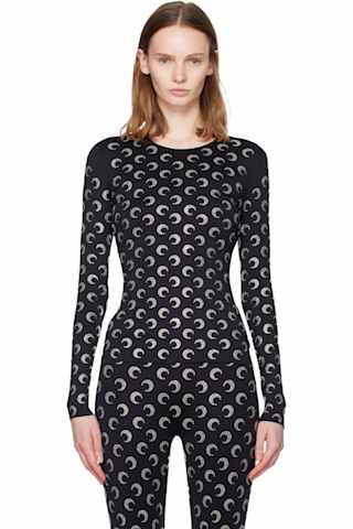 Black Recycled Moon Jersey Second Skin T-shirt