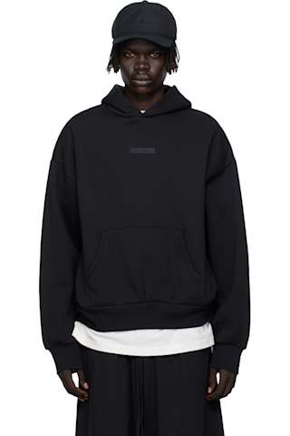Black 90s Fit Fleece Hoodie