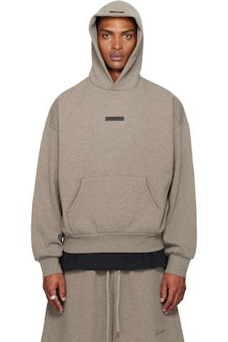Beige Classic Fit Fleece Hoodie