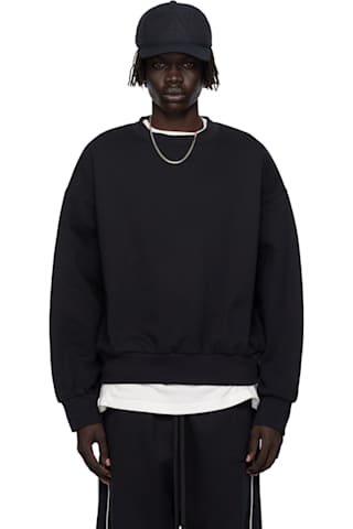Black 90s Fit Fleece Crewneck Sweatshirt