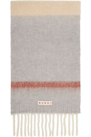 Blue & White Long Hair Calfskin Fussbett Sabot Loafers