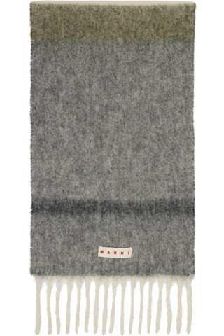 Blue & White Long Hair Calfskin Fussbett Sabot Loafers