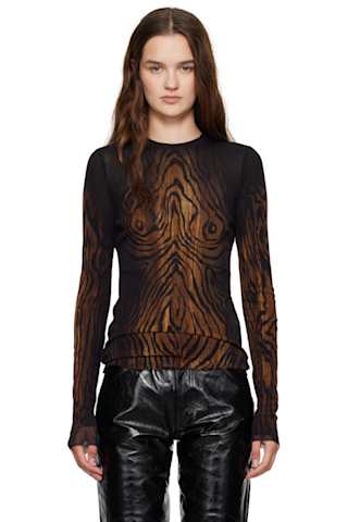 Khaki & Orange 'The Médaillon' Top