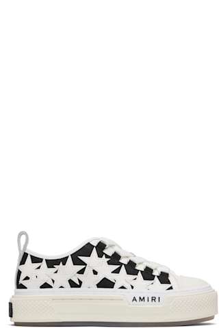 White & Black Stars Court Low Sneakers
