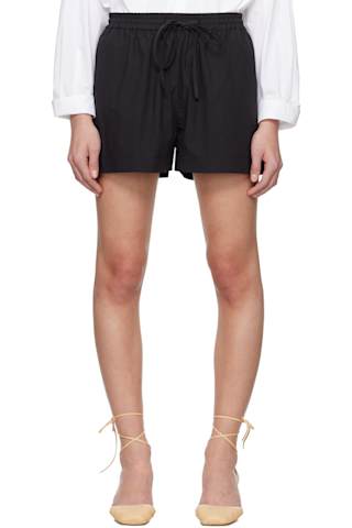 Black Gathered Midi Dress